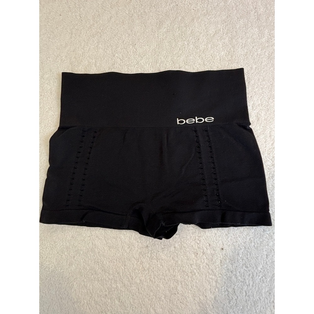 Bebe Womens XL Black Seamless High Waisted Athletic Shorts Yoga Gym SPYBL120